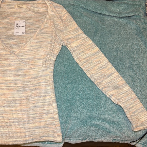 Madewell Space Dye Faux Wrap Top Color Soft Rainbow Size Medium NEW With Tags - Picture 6 of 7